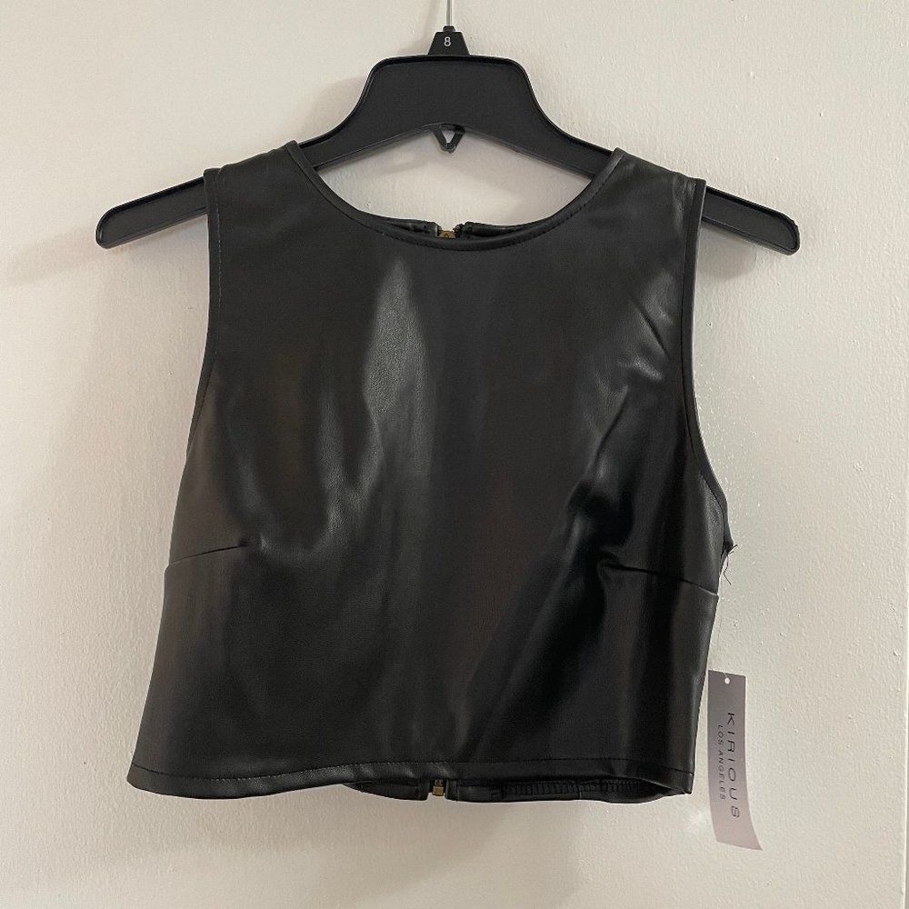 Black Faux Leather Crop Top